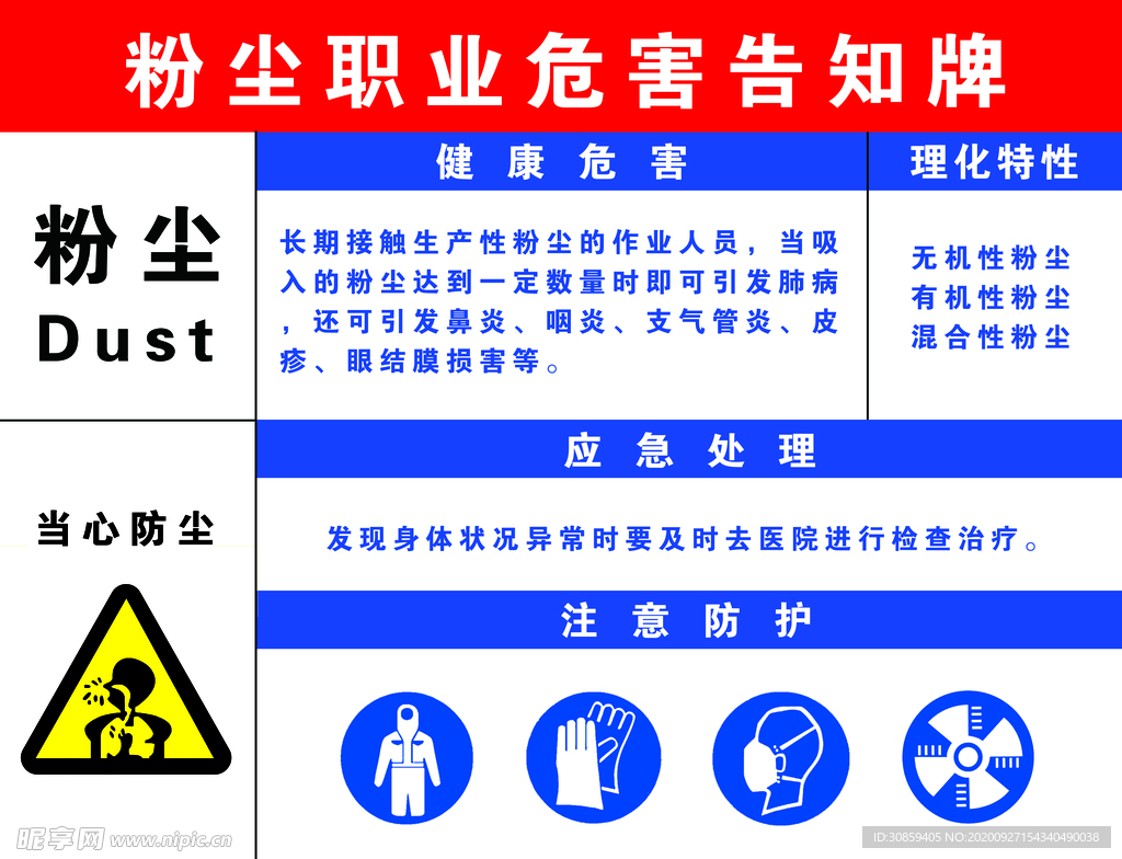 粉尘危害告知牌