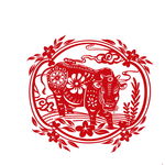 牛年剪纸插画