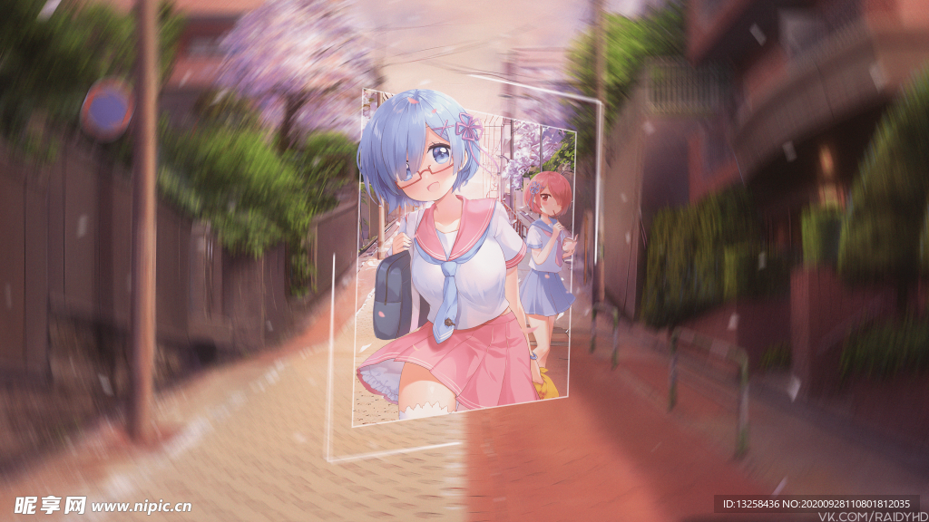 彩色动漫插画人物背景