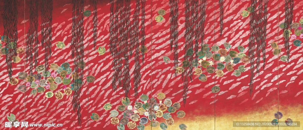 彩色绘画屏风艺术背景