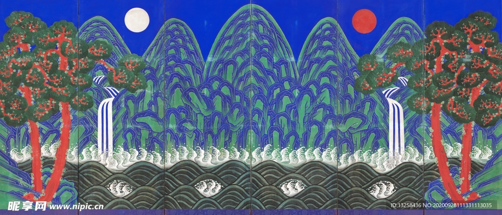 彩色屏风绘画艺术背景