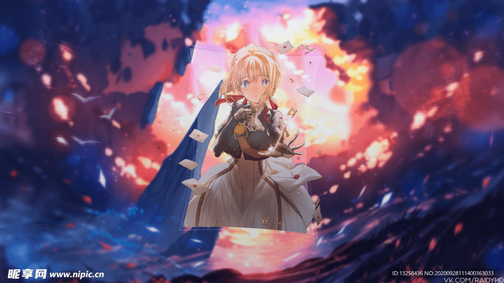彩色动漫插画人物背景