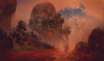 彩色动漫插画风景背景