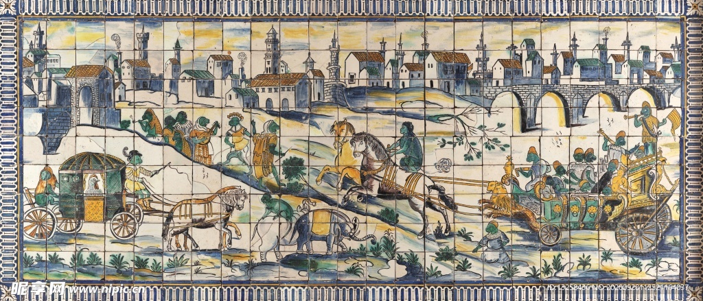 彩色绘画瓷砖背景艺术