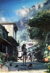 彩色动漫插画人物背景