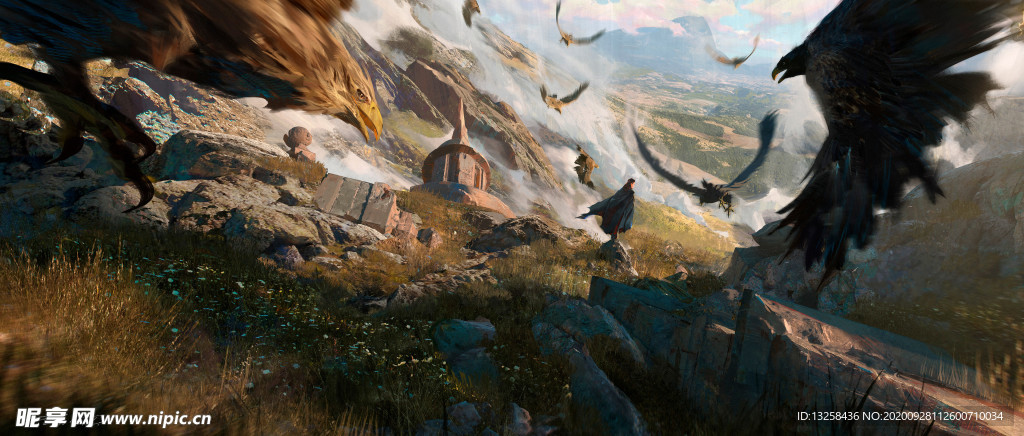 彩色动漫插画人物背景