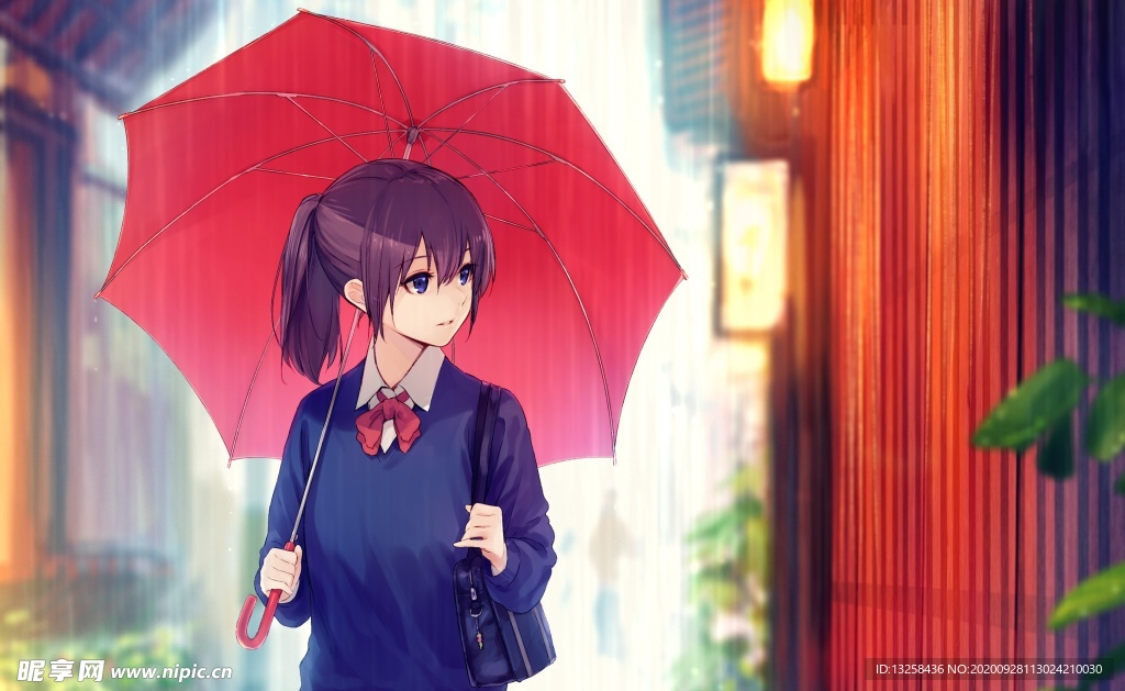 彩色动漫插画人物背景