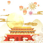 中秋国潮手绘插画