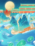 中秋插画背景