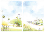 郊游漫画背景