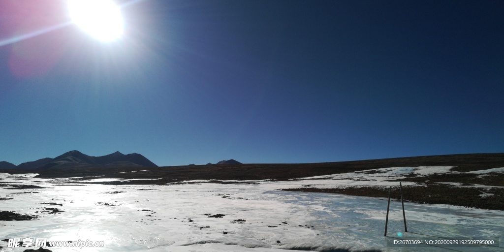 冰川雪地日落风光