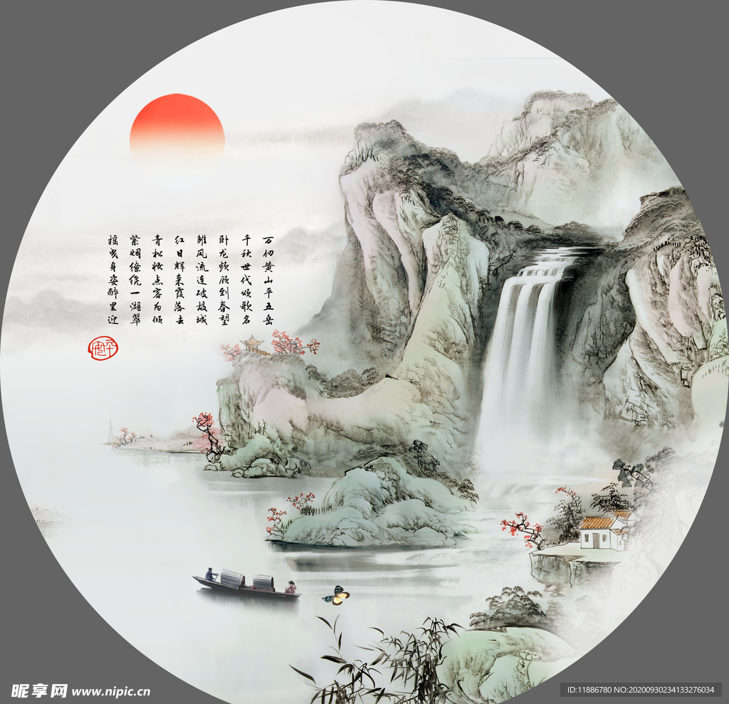 新中式圆形装饰画