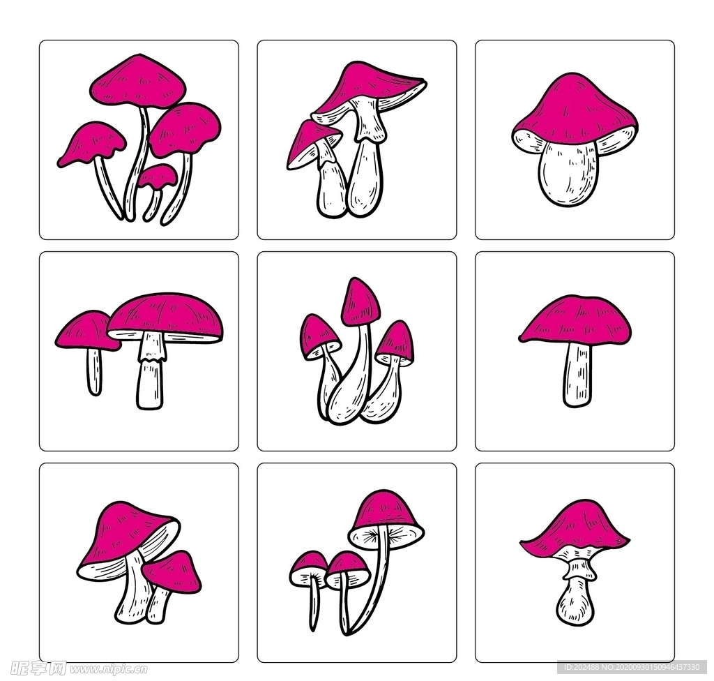 线稿蘑菇