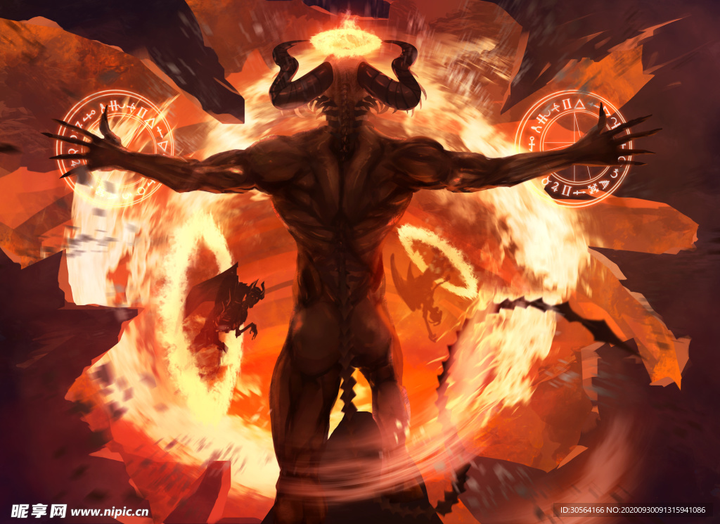 烈火恶魔游戏人物背景海报素材