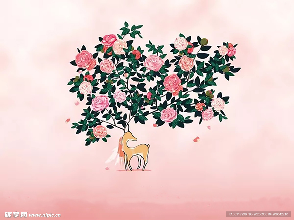 山茶花鹿