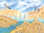 山水画 大理石纹 鹤 背景墙
