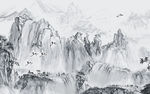 水墨山水 鹤 背景墙