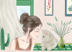 女孩和猫咪