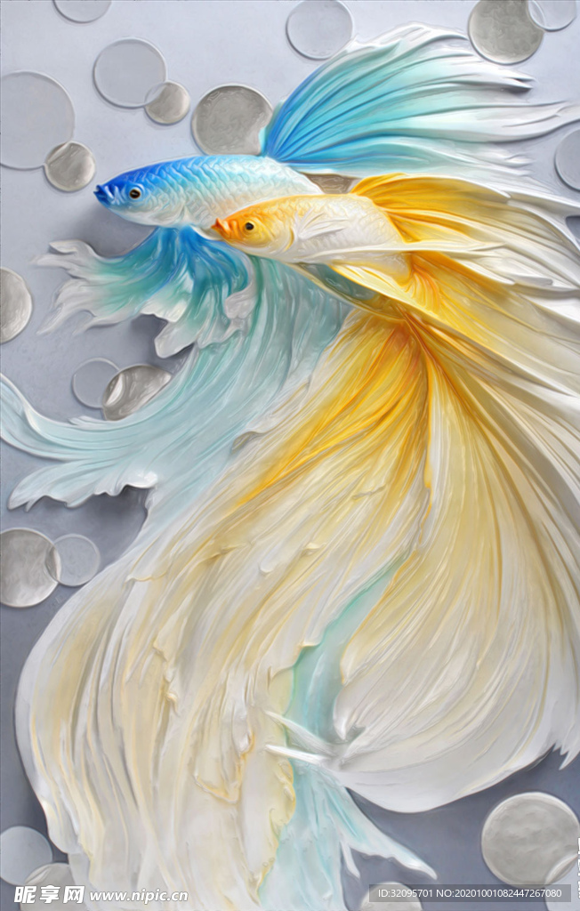 浮雕花 九鱼 玄关