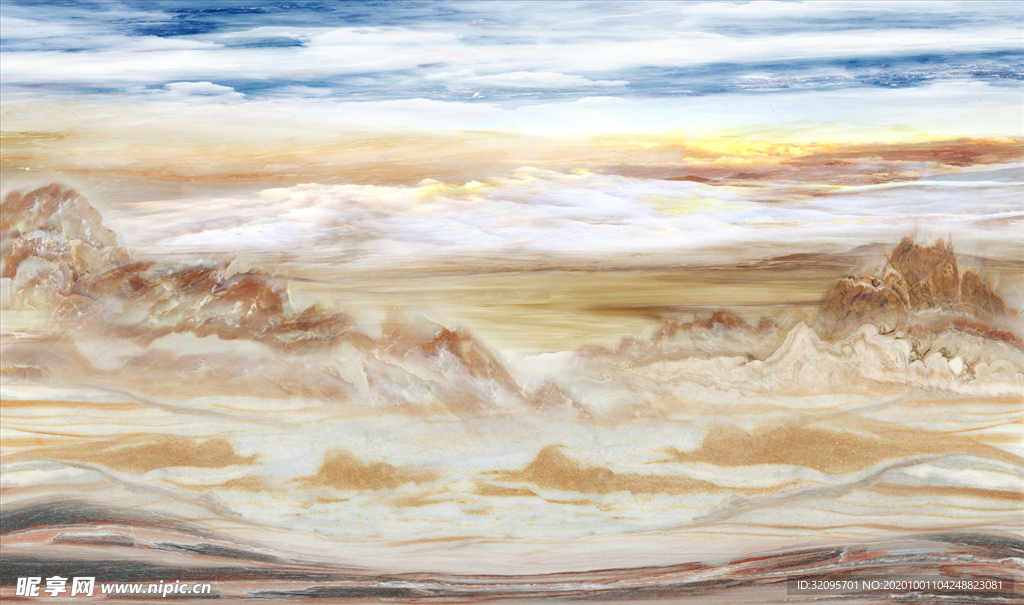 山水画 大理石纹 背景墙