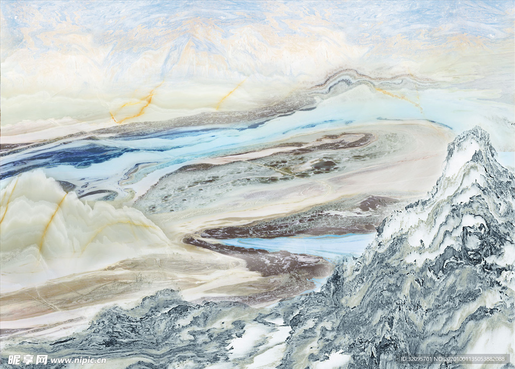 山水画 大理石纹 背景墙