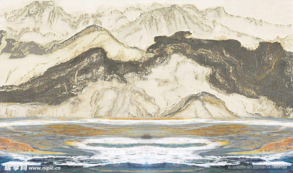 水墨山水 大理石纹 背景墙