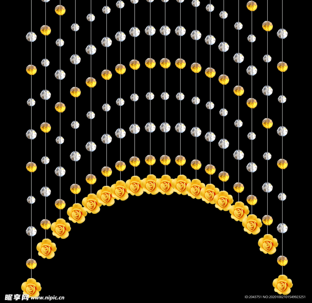 金黄色玫瑰花珠帘