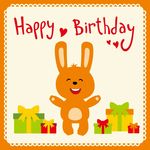 橙色兔子生日贺卡