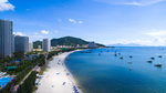 海洋沙滩建筑背景海报素材
