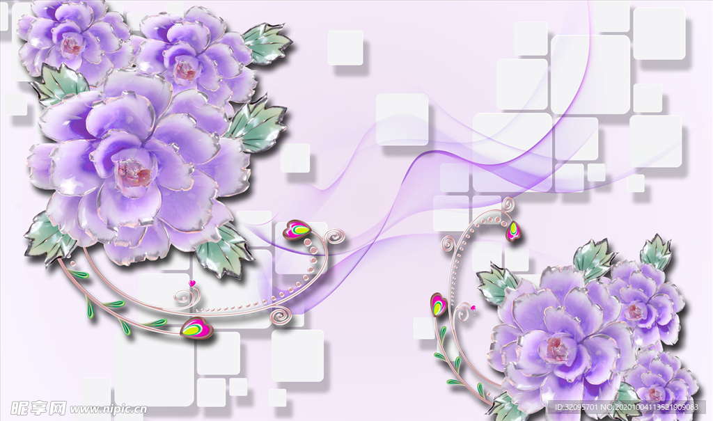 浮雕花 牡丹 背景墙