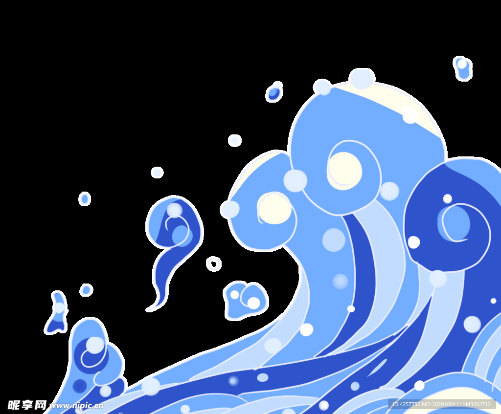 海浪素材卡通漫画波涛