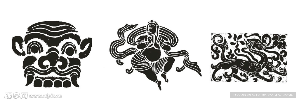 中式古代壁画矢量图案