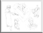 唯美线条男女 素描素材 漫画人