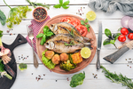 红烧鲈鱼美食食材背景海报素材