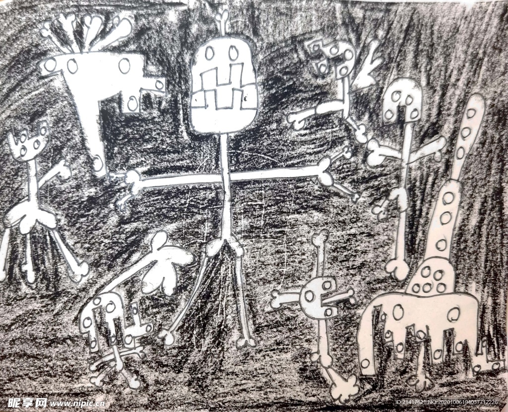 儿童画骨头精白骨怪