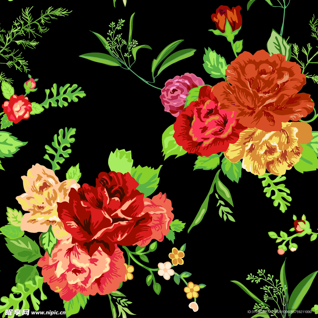 热带花卉 手绘花背景