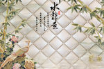 浮雕花 竹子 背景墙