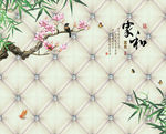 花鸟画 玉兰 竹子 背景墙