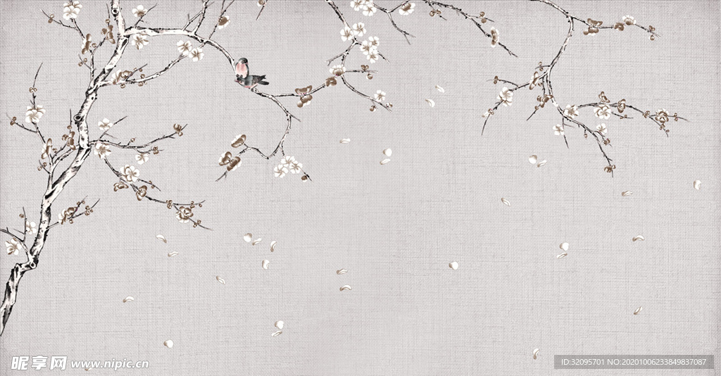 花鸟画 梅花 背景墙