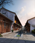 古建效果图古街道