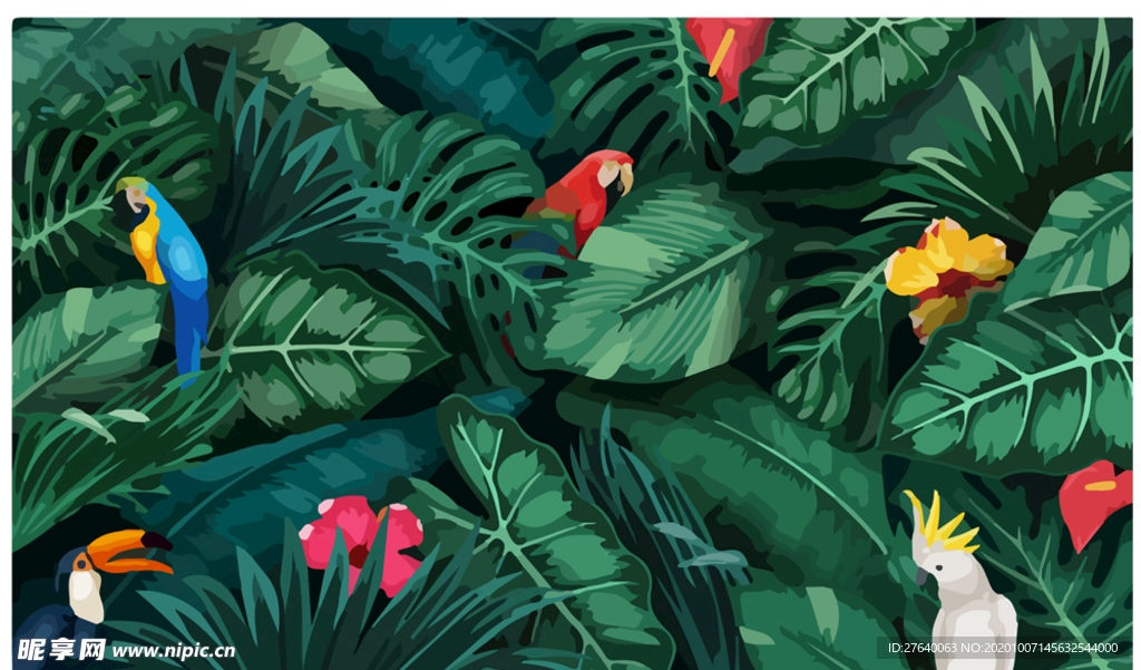 热带动物植物背景底纹