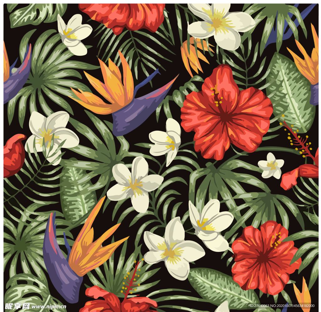 热带植物花卉背景底纹