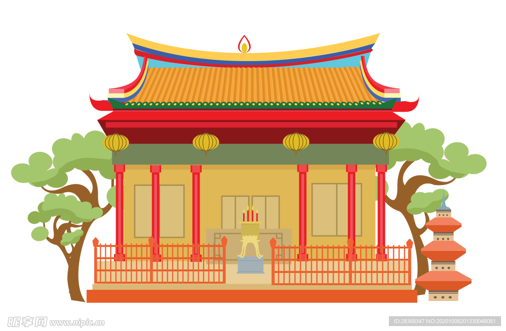 手绘古建筑