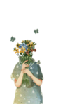 手绘  手捧鲜花  手捧鲜花的