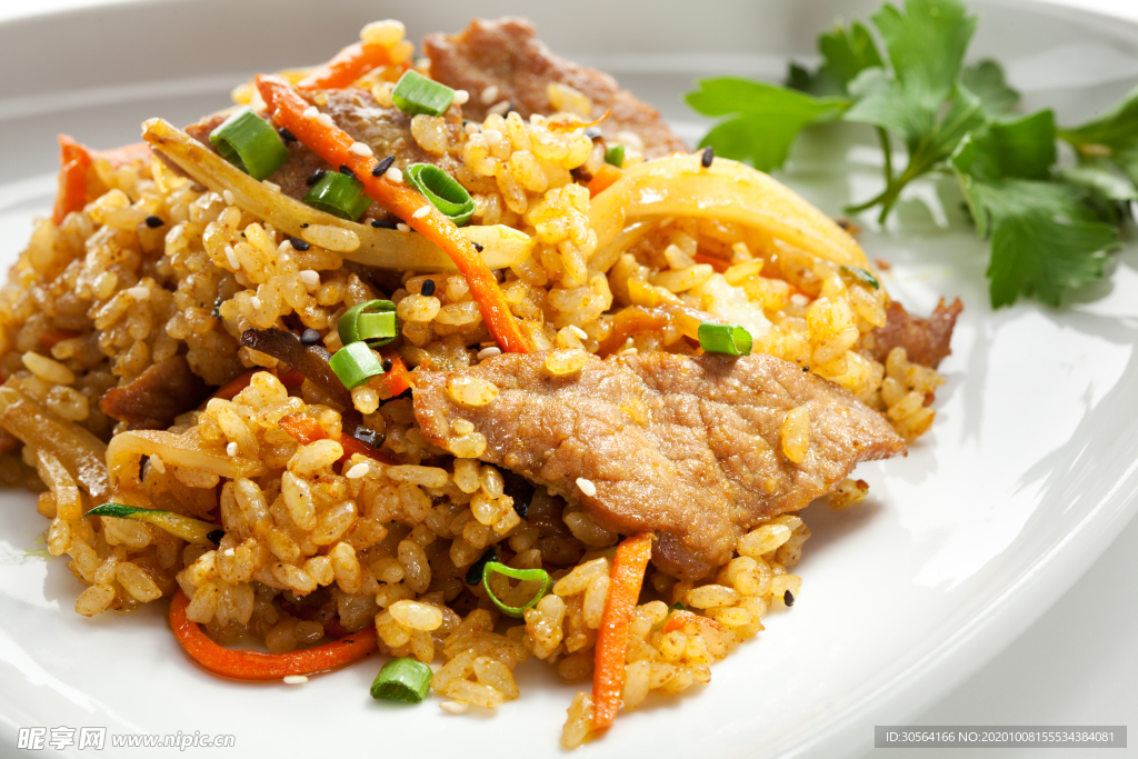 牛肉炒饭美食食材背景海报素材