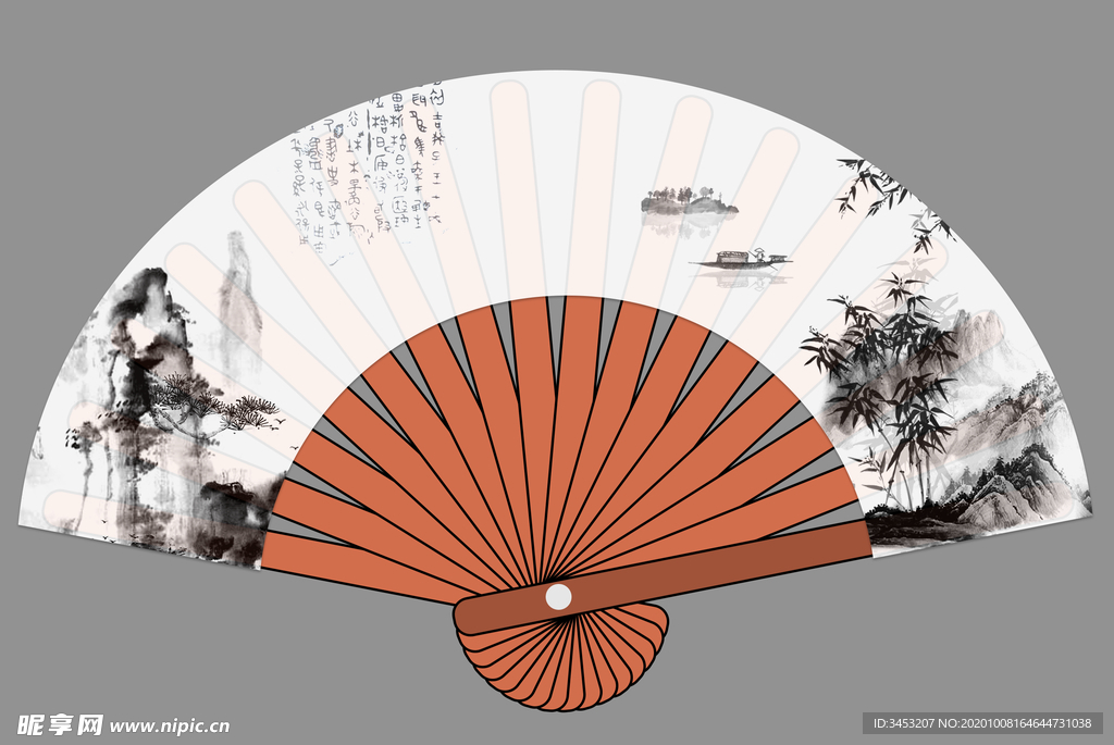 扇子素材图片 彩绘扇面 传统工