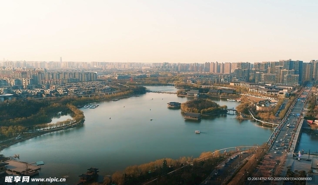 俯瞰西安曲江大美风景