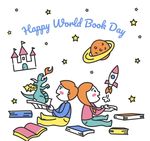 世界图书日男孩和女孩