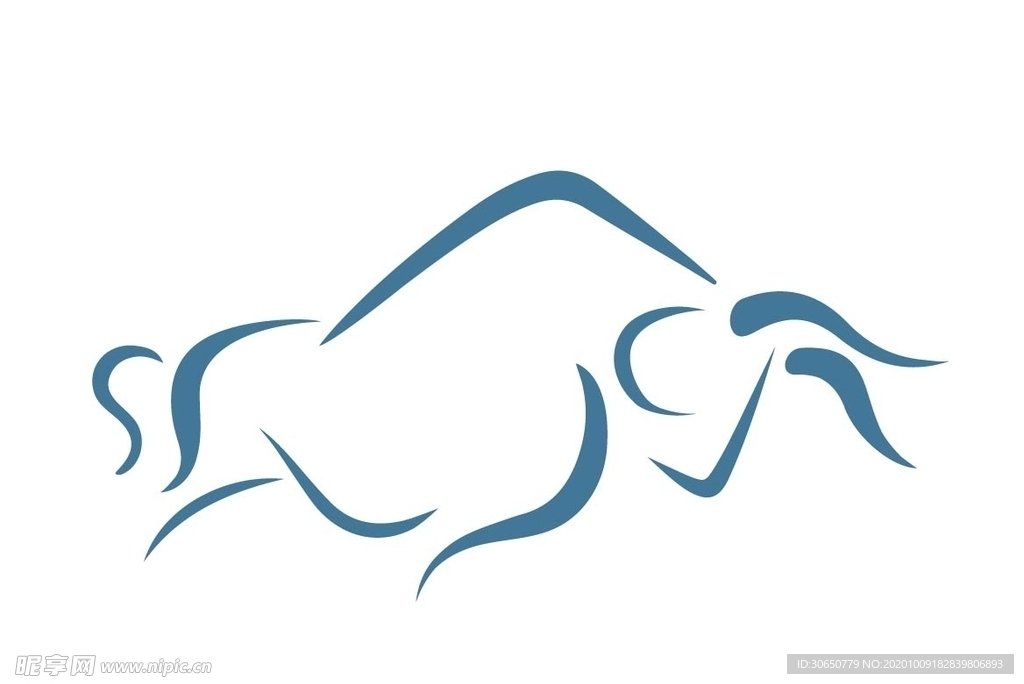 牛矢量线稿logo图标元素