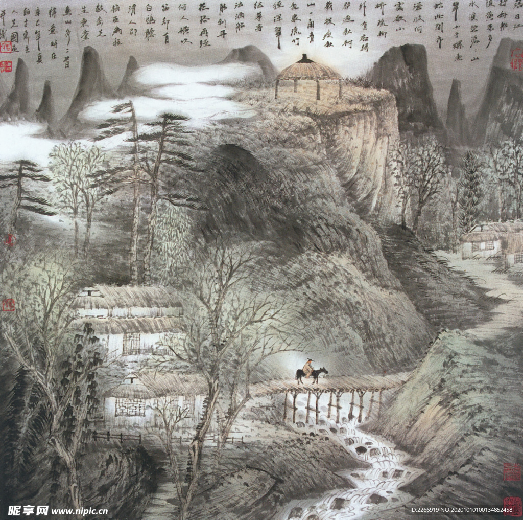 溪桥访友图